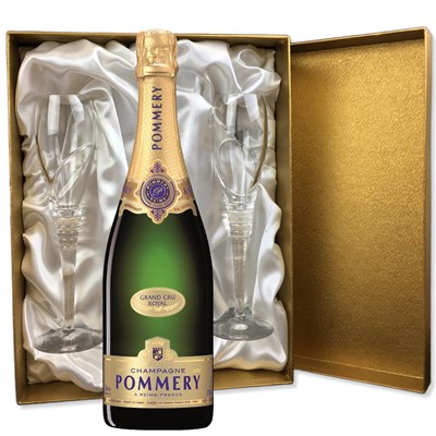 Pommery Grand Cru Vintage 2006 Champagne 75cl in Gold Presentation Set With Flutes